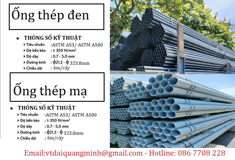 thông số ống thép mạ 